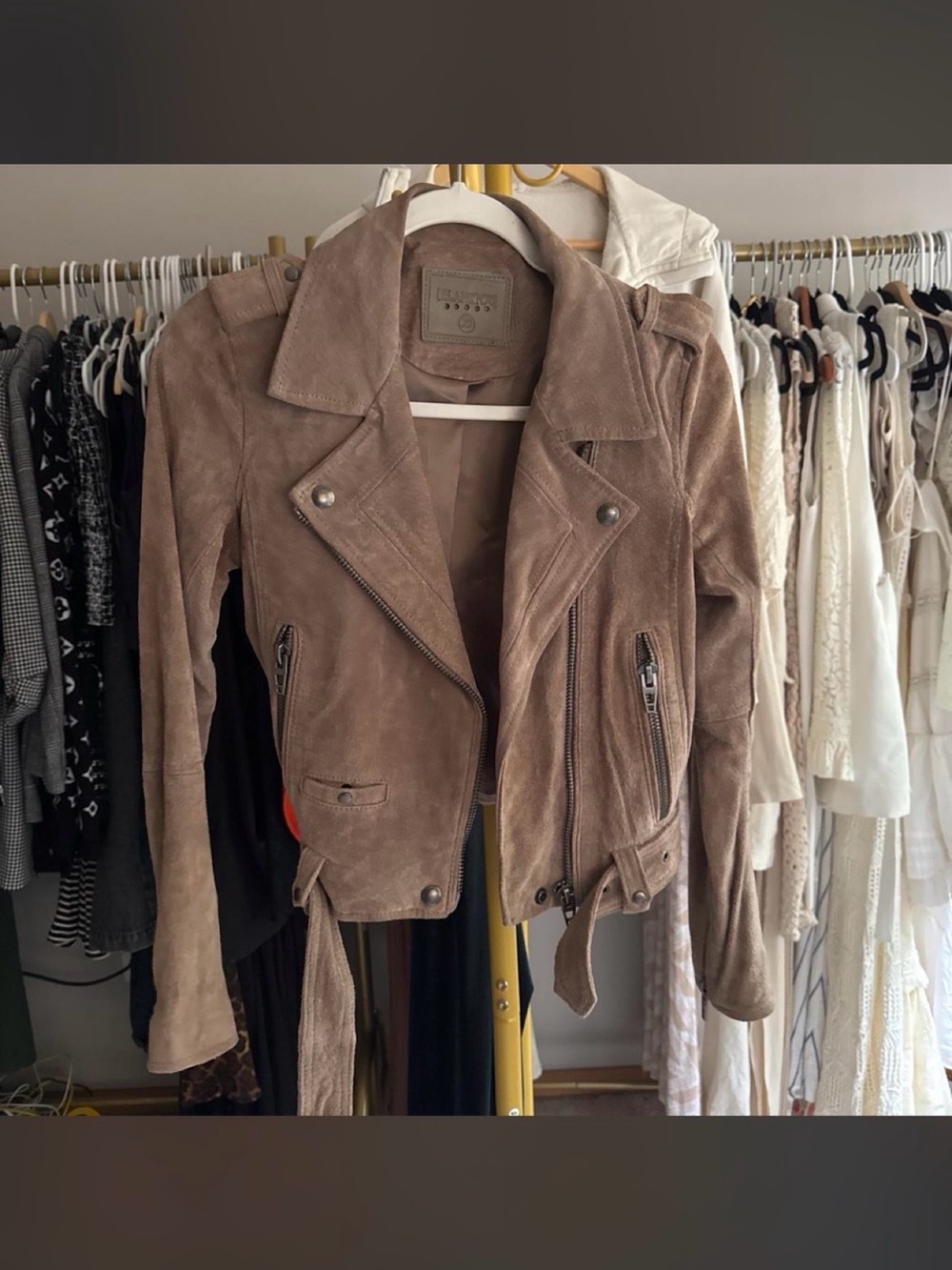 Blank NYC Taupe Suede Moto Jacket